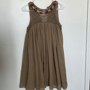 Moulinette Soeurs Vetements Dress Women 6 Tan Swing Trapeze Beaded Anthropologie